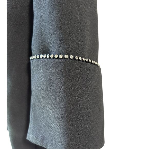 Vintage CrisCione‎ New York Black Blazer Rhinestone Detail Boxy Zip Up Medium - Picture 4 of 8